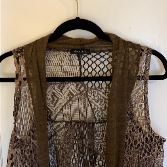Excellent Open Weave Knit Brown Sweater Vest Large - Picture 3 of 9